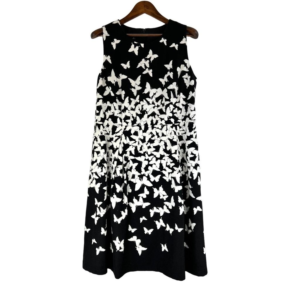 Talbots, Black & White, Butterfly, Sleeveless Dress, Size 16